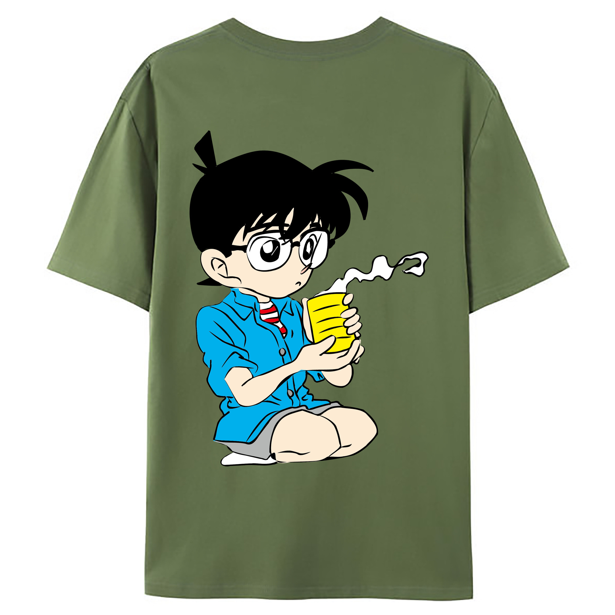 （画像用） 名探偵コナン 江戸川 コナン Detective Conan Conan Edogawa 綿100％ メンズ半袖Tシャツ（バックプリント） 通気性